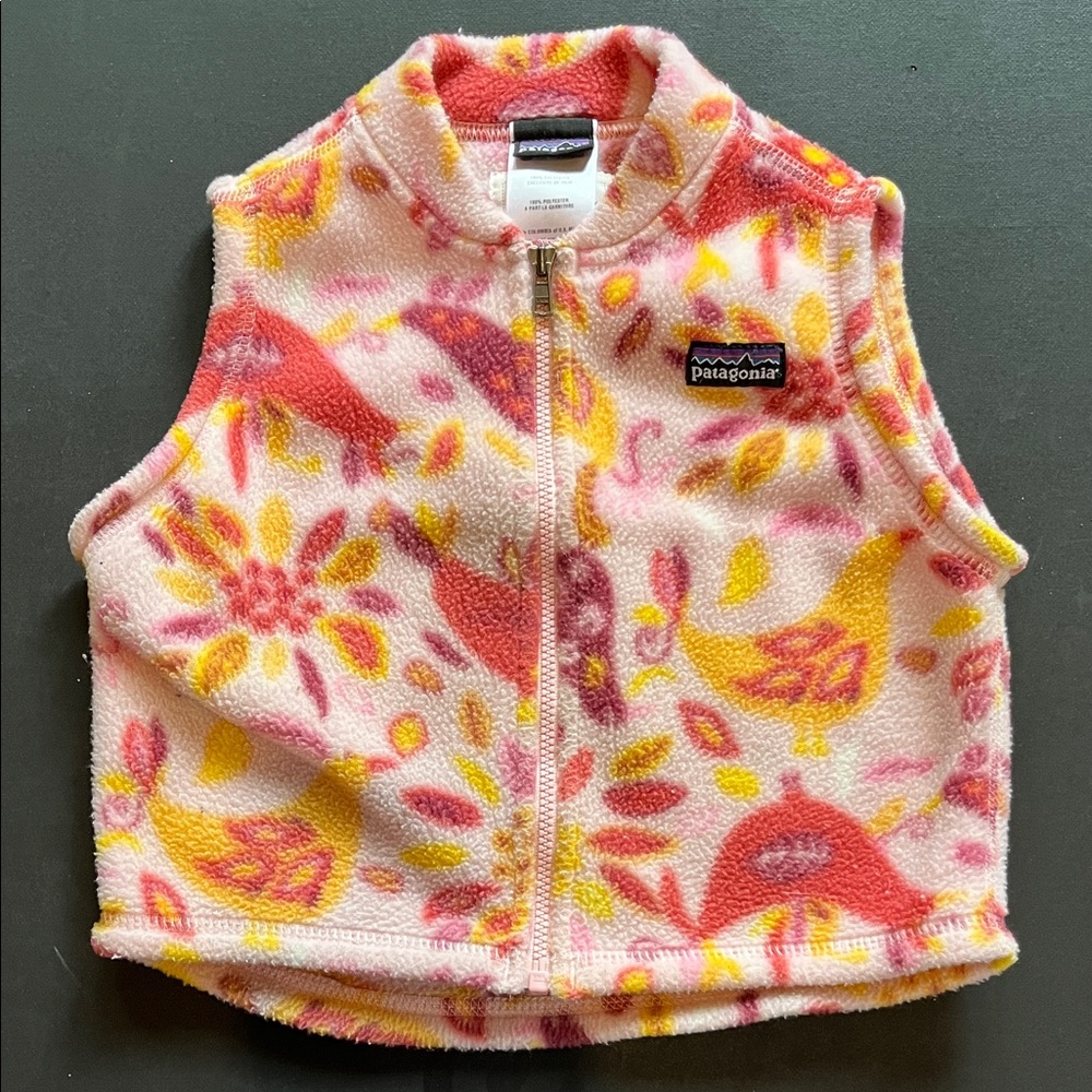 Patagonia Pink and Yellow Fleece Vest